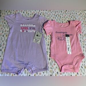 💜2pc lot NWT🩷Okie Dokie Baby Bodysuit lot for grandmother and granddaughter 3M